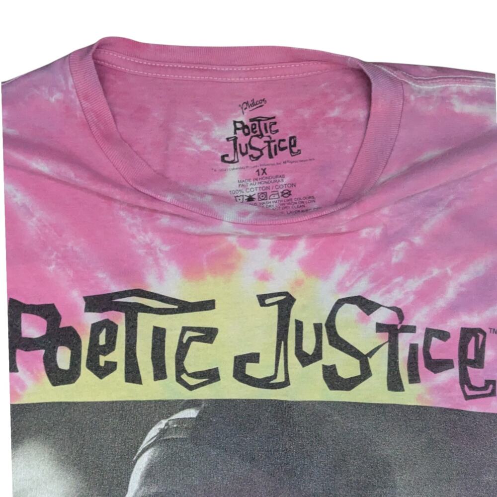 POETIC JUSTICE Tupak Graphic Print Tye Dye Cut Off T-Shirt Shirt 1X - Picture 2 of 2